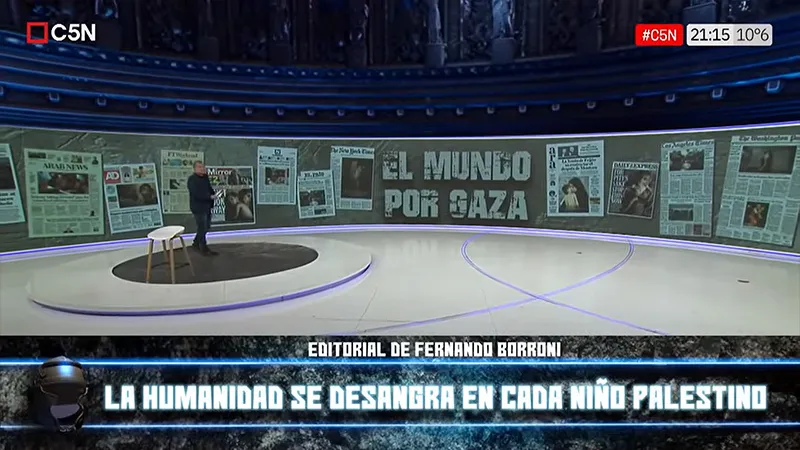 Sentida editorial por Palestina en la TV argentina